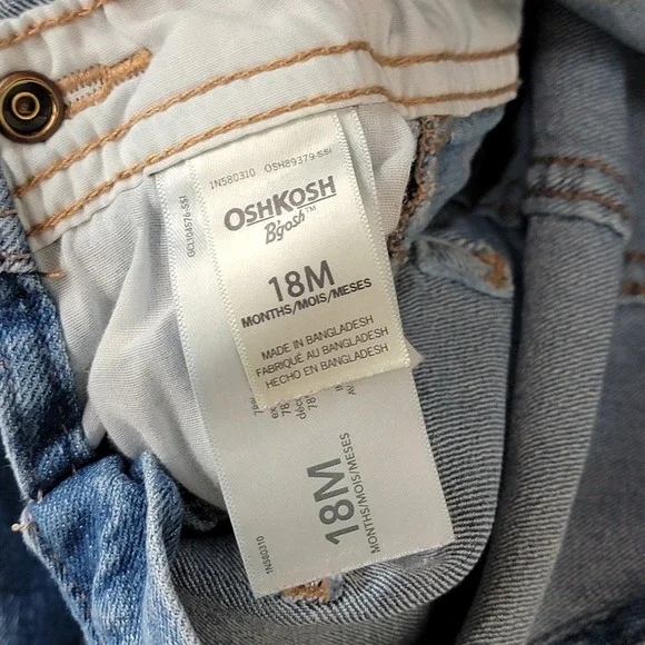 Vintage OshKosh B'gosh Vestbak Bib Overalls Blue Denim Snap Buttons Size 18M - Picture 8 of 10